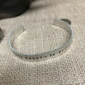 Good Works Faith‎ Vegan Leather and Silver Be Happy Affirmation Bracelets